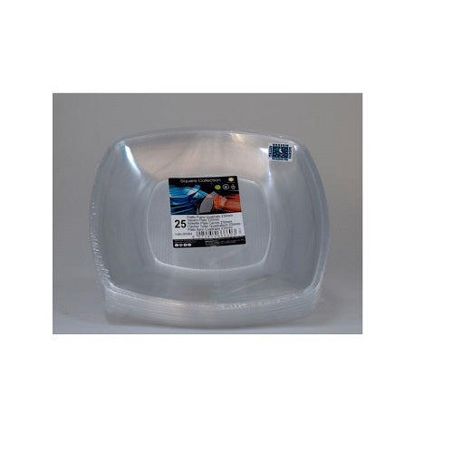 PIATTI PIANI TRASPARENTI QUADRATI 25pz X (1 pz)