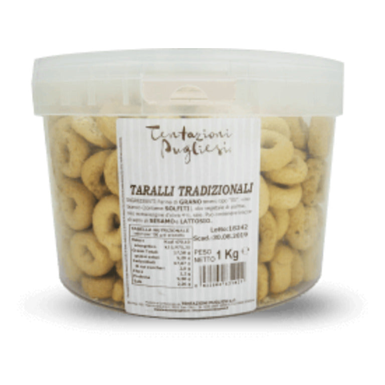 SNACK SECCHIELLO 1KG.TARALLINI CLASSICI TENTAZIONI PUGLIESI