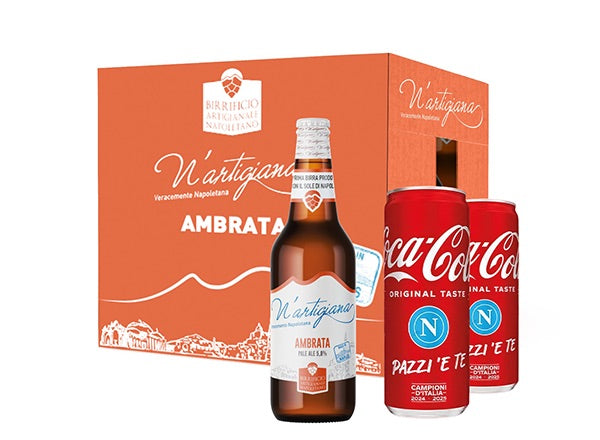 N'Artigiana Ambrata 66cl + 24x Coca Cola 33cl Napoli Limited Edition