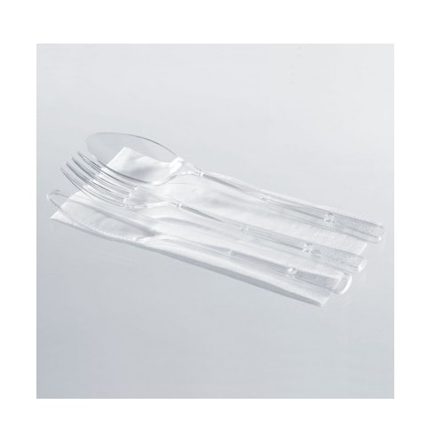TRIS TRASPARENTI + TOVAGL. DOPPIO V.x500  ISAP FORCHETTE CUCCHIAIO COLTELLO + TOST