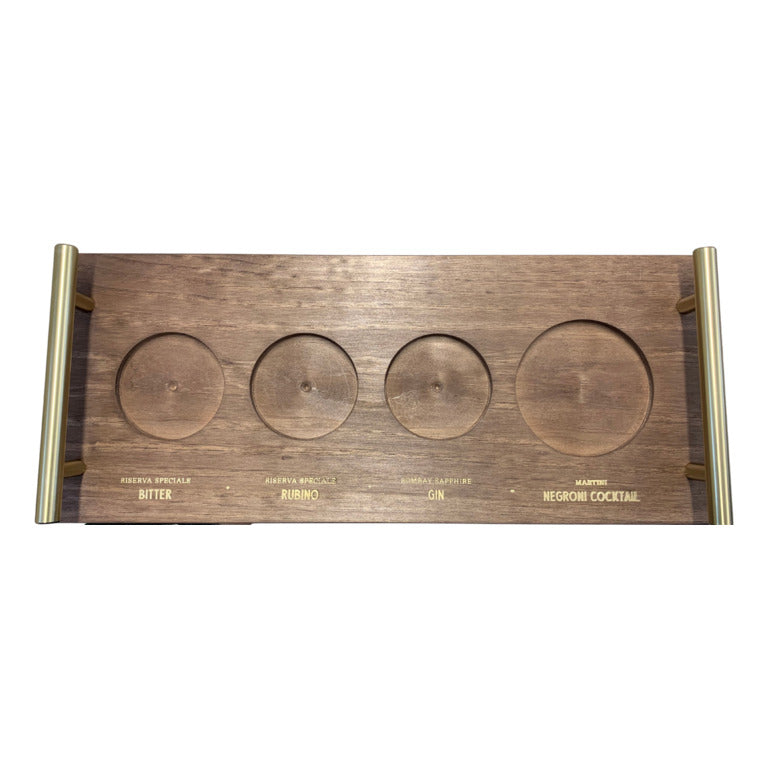 BICCHIERI CON VASSOIO IN LEGNO NEGRONI  (NEGRONI EDUCATIONAL TRAY)