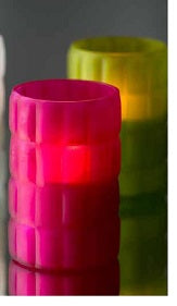 PORTACANDELE VETRO SATIN. FUCSIA x6pz  COD.168256 DUNI 75X120 mm lavabili mano