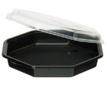 CONTENITORI PIATTI  NERO+COP.TRASP MS (1 pz) COD 127766 230X230X50mm 190pz DUNI