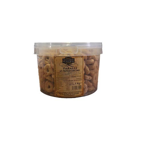 SNACK SECCHIELLO 1KG.TARALLINI PICCANTI  TENTAZIONI PUGLIESI PEPERONCINO