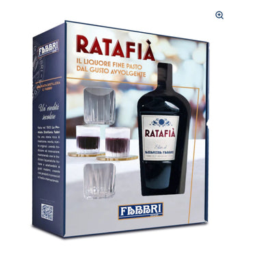 LIQUORE FABBRI RATAFIA ITA + BICCHIERI (1 pz) ELISIR DI AMARENA
