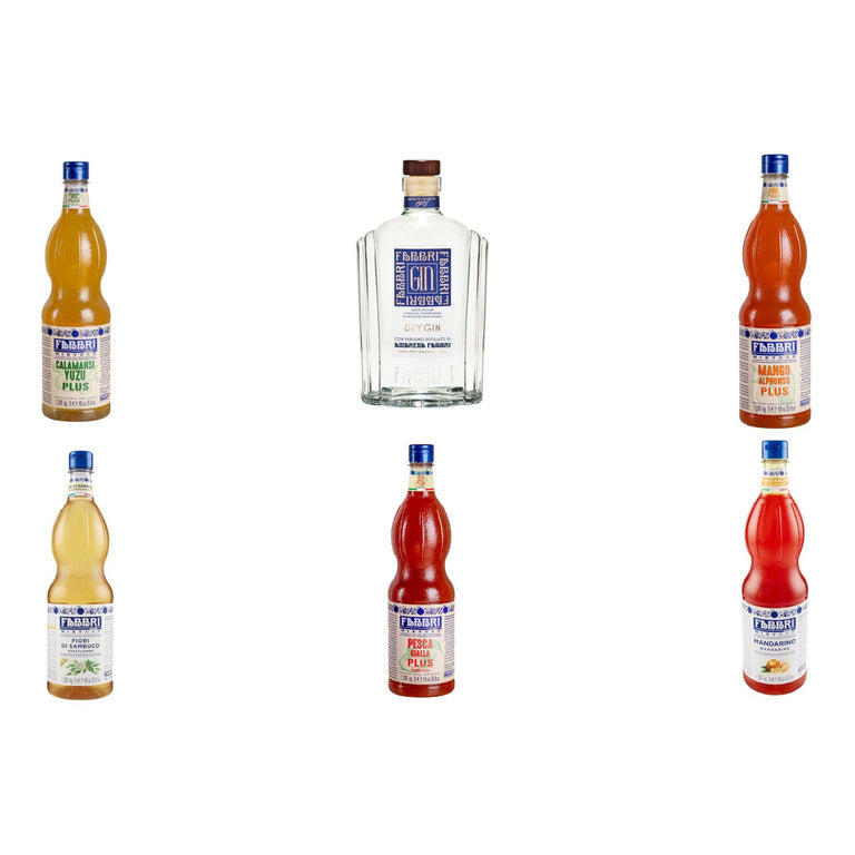 FABBRI STARTERSET GIN TONIT REVO 6 BT (6 pz) 1GIN 1PESCA 1MANGO 1CALAMSI 1MAND 1SAMB