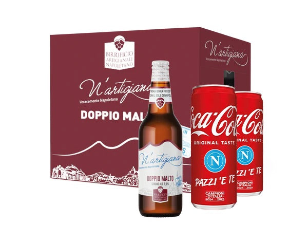 N'Artigiana Doppio Malto 66cl + 24x Coca Cola 33cl Napoli Limited Edition